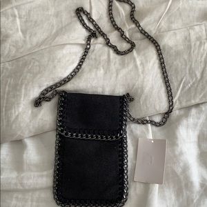 Suede black/gunmetal cellphone bag